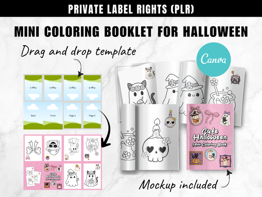Halloween Mini Coloring Booklet Template with PLR