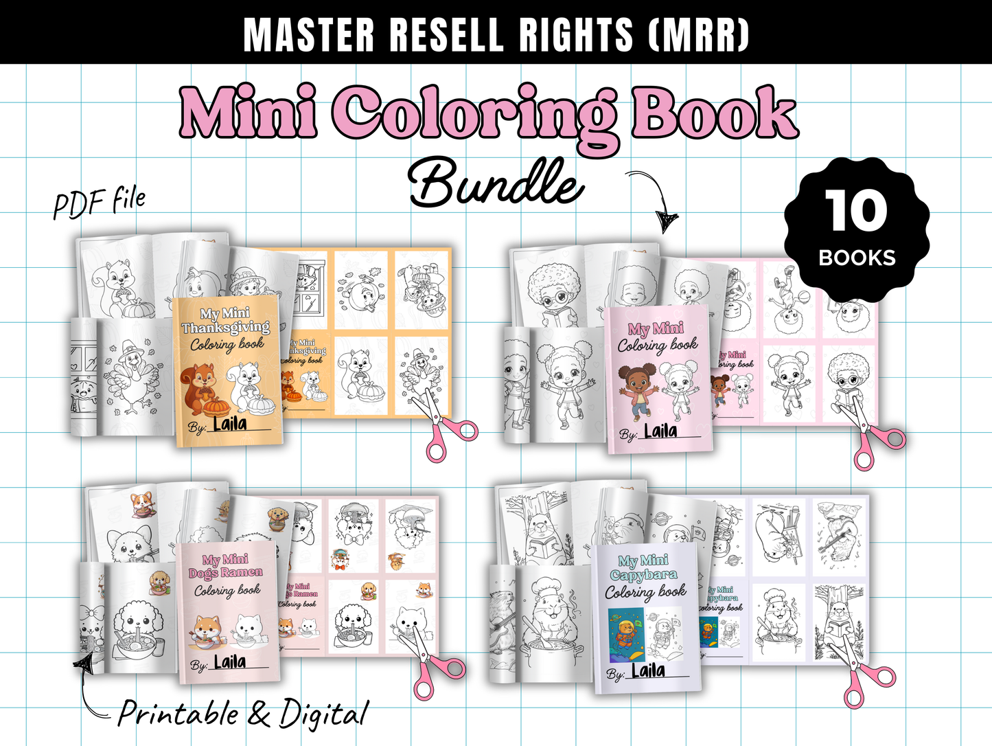 Mini Coloring Book Bundle with Commercial Use