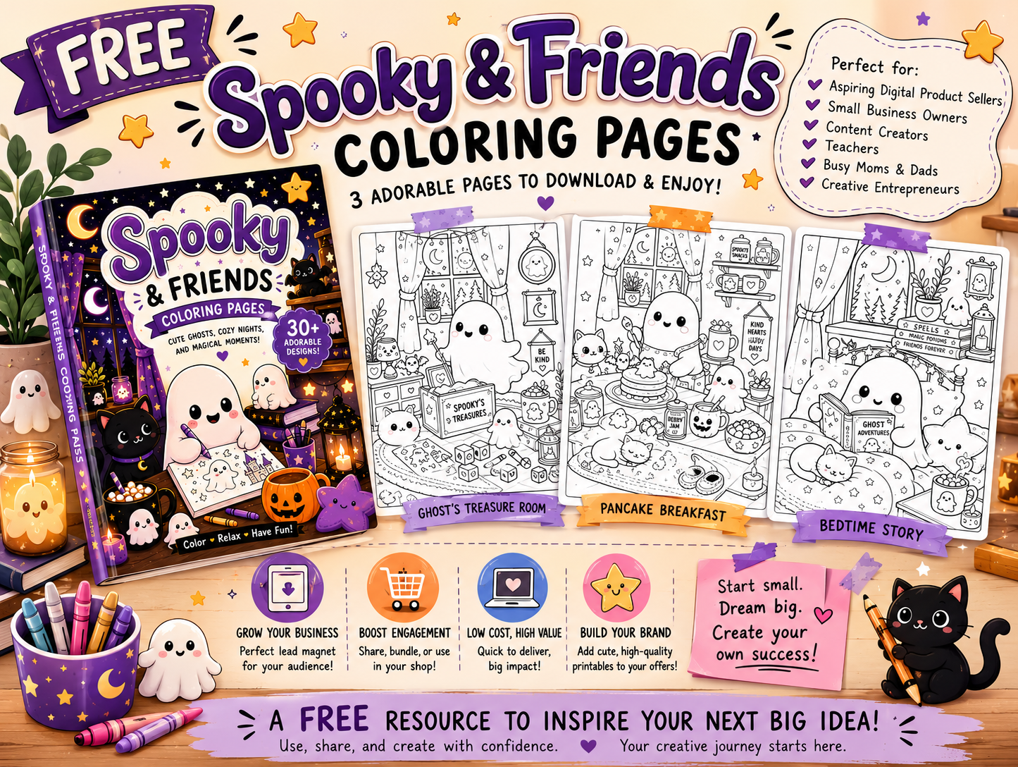 Spooky & Friends FREE Coloring Pages