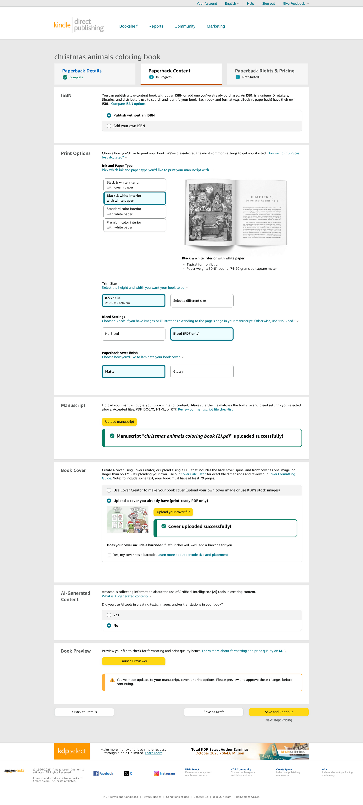 Christmas Animals Coloring Book for Amazon KDP