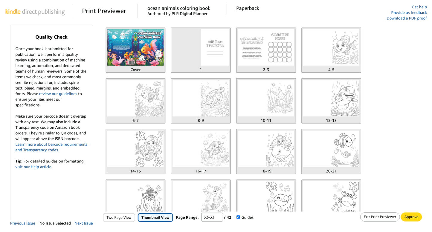 Amazon KDP Ocean Animals Coloring Book