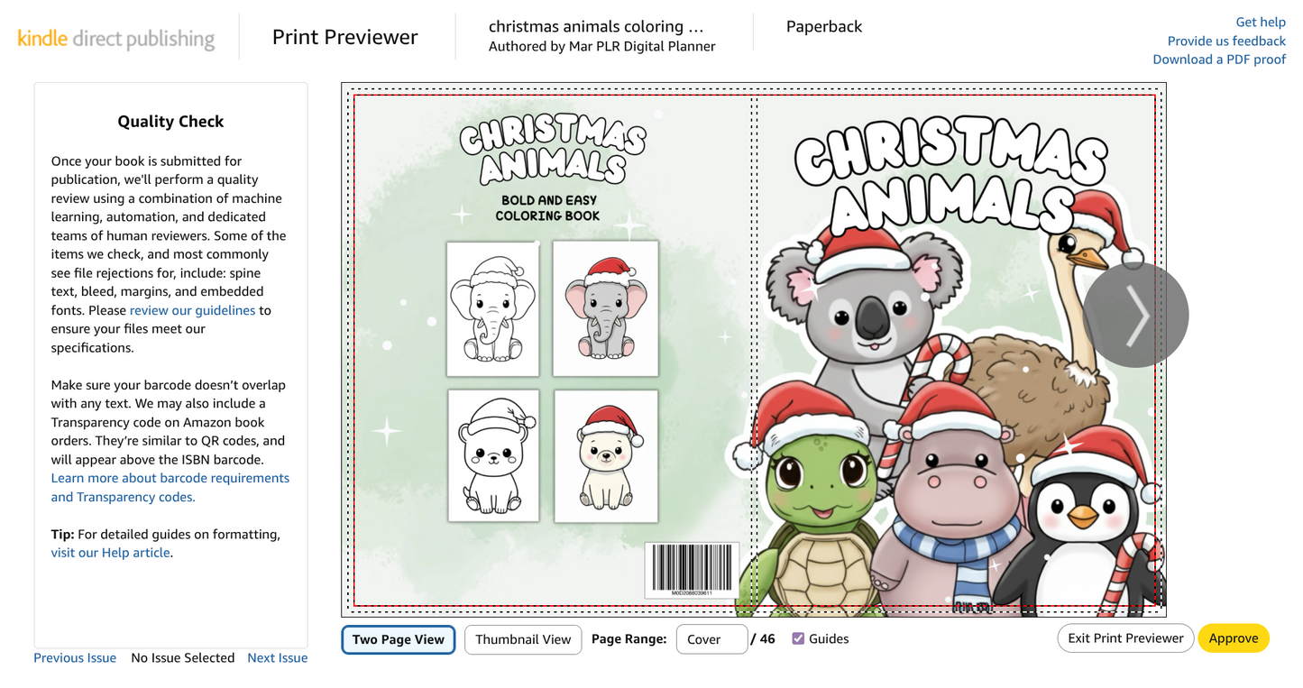 Christmas Animals Coloring Book for Amazon KDP