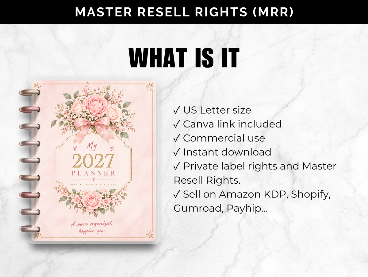 2027 planner with master resell rights