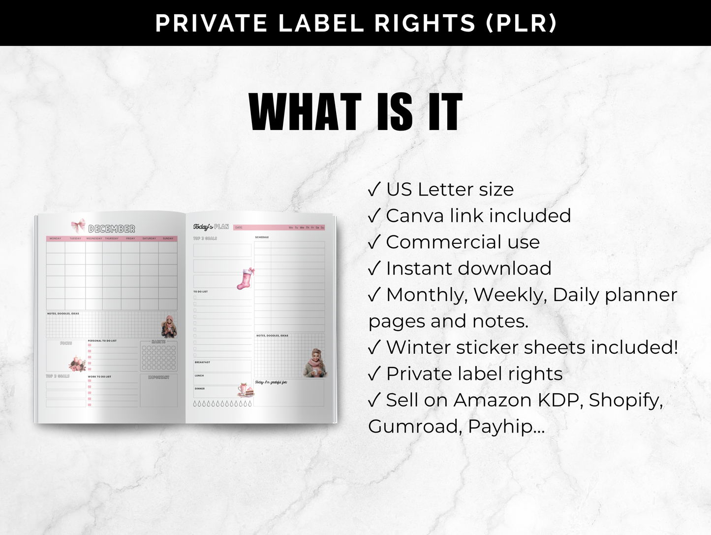 PLR December planner
