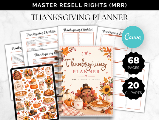 Thanksgiving Planner. Editable in Canva with Master Resell Rights