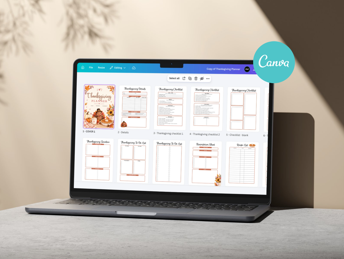 Thanksgiving Planner. Editable in Canva with Master Resell Rights