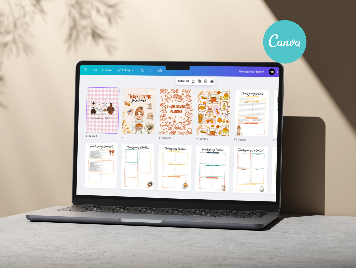 PLR Thanksgiving planner