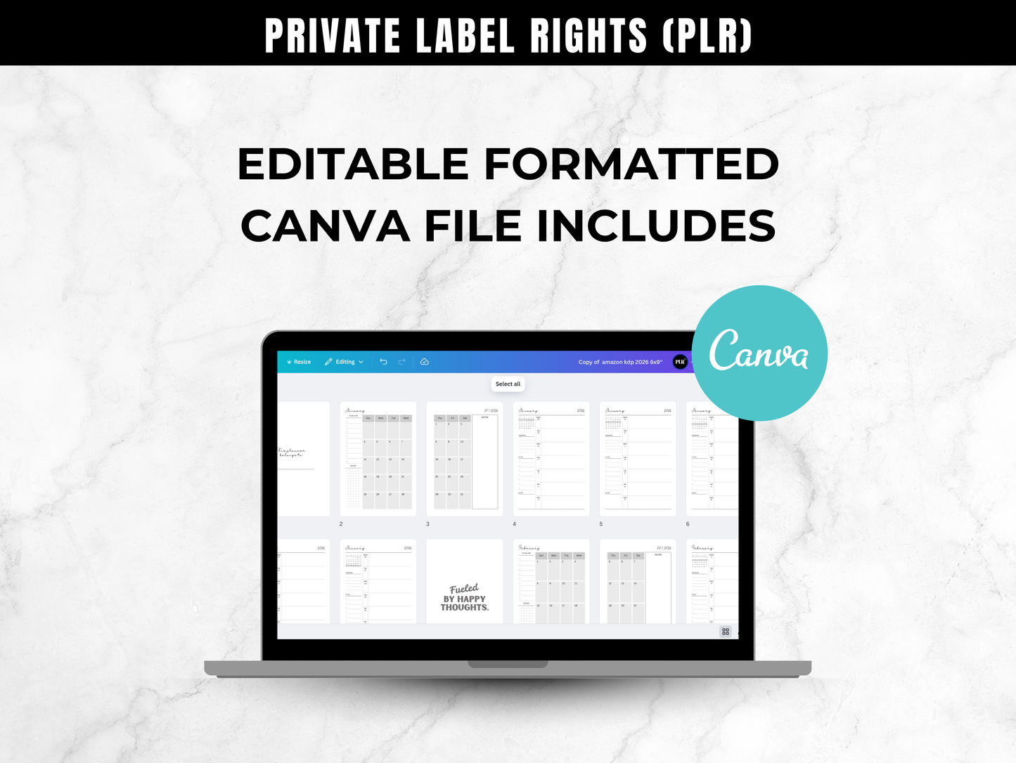 PLR 2026 dated planner for Amazon KDP