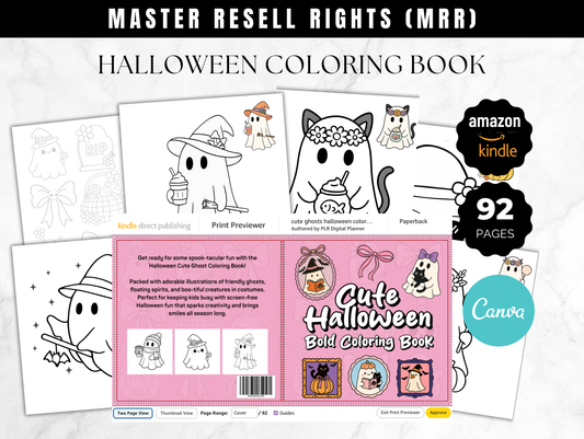 Cute ghosts halloween coloring book Amazon KDP