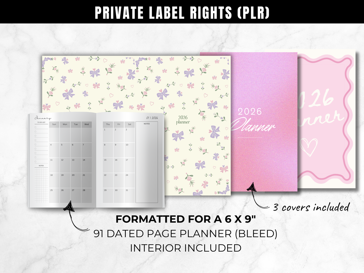 PLR 2026 dated planner for Amazon KDP