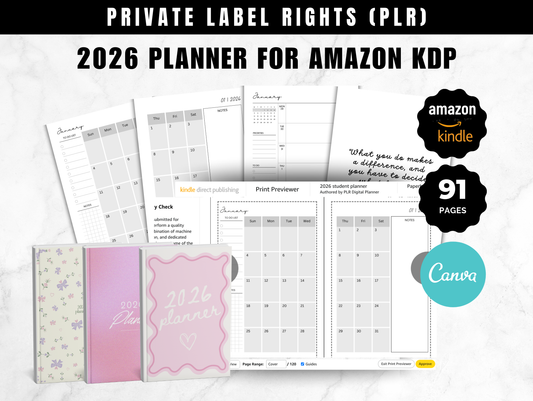 PLR 2026 dated planner for Amazon KDP