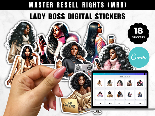 18 Lady Boss Digital Stickers with Master Resell Rights Included