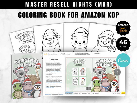 Christmas Animals Coloring Book for Amazon KDP