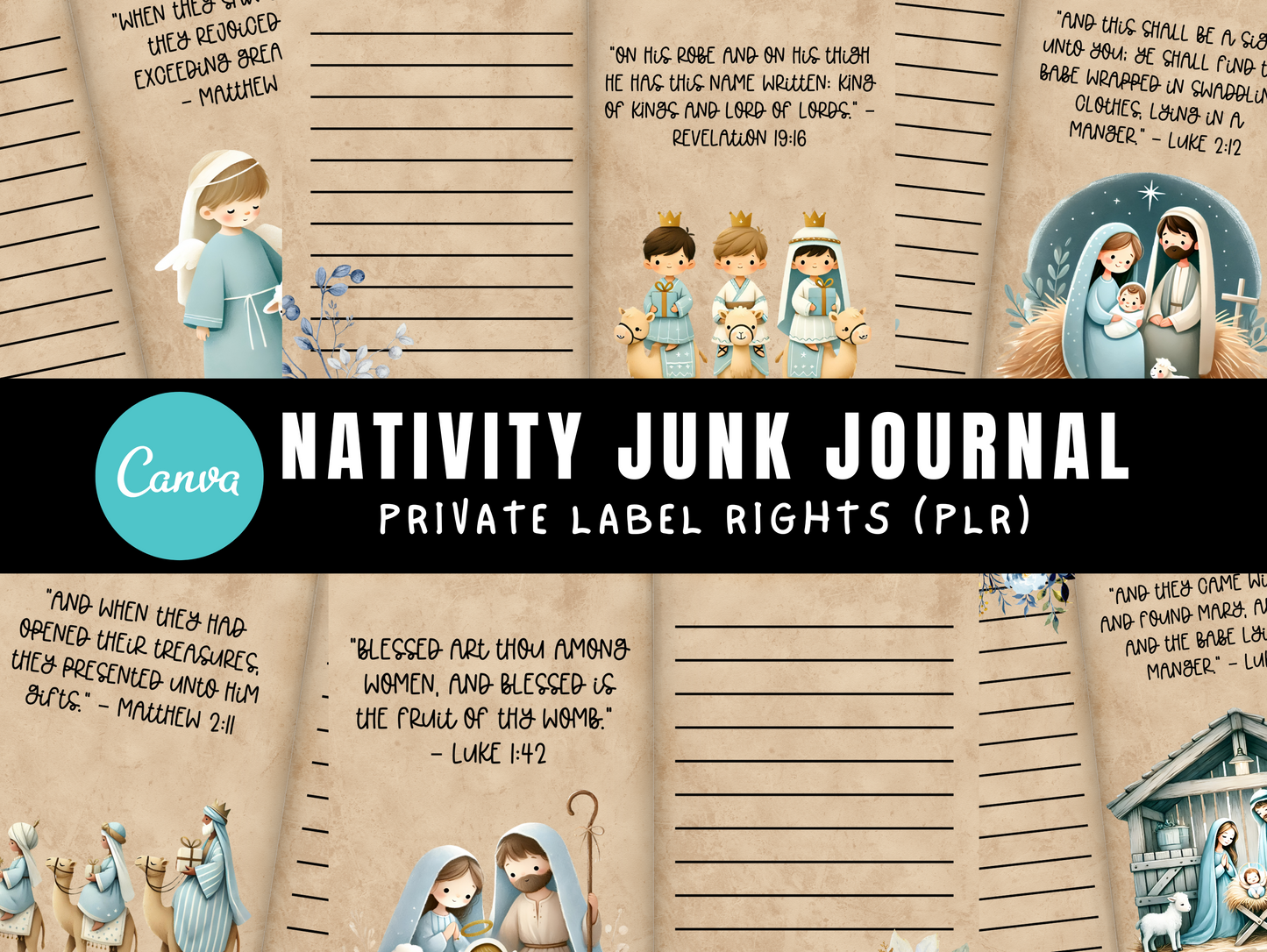 PLR Nativity junk journal Canva Template
