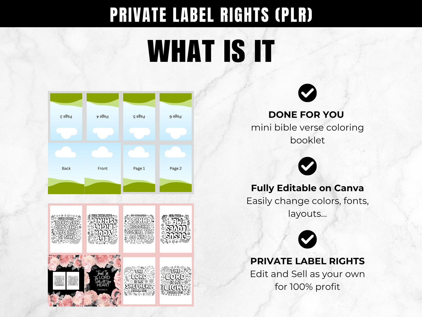 Mini Bible verse coloring booklet Template with PLR