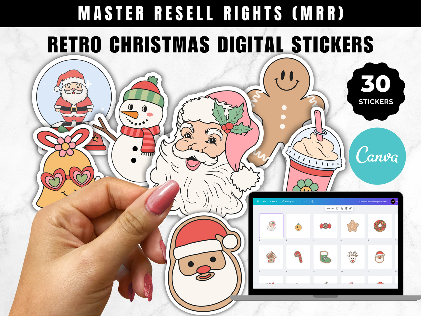 Retro Christmas Digital Stickers