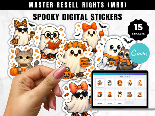 Spooky digital stickers with commercial use