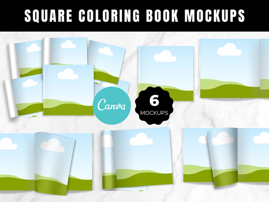Square coloring book mockups