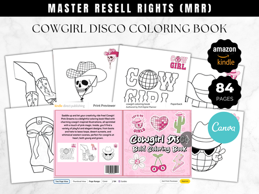Cowgirl disco Coloring book for Amazon KDP