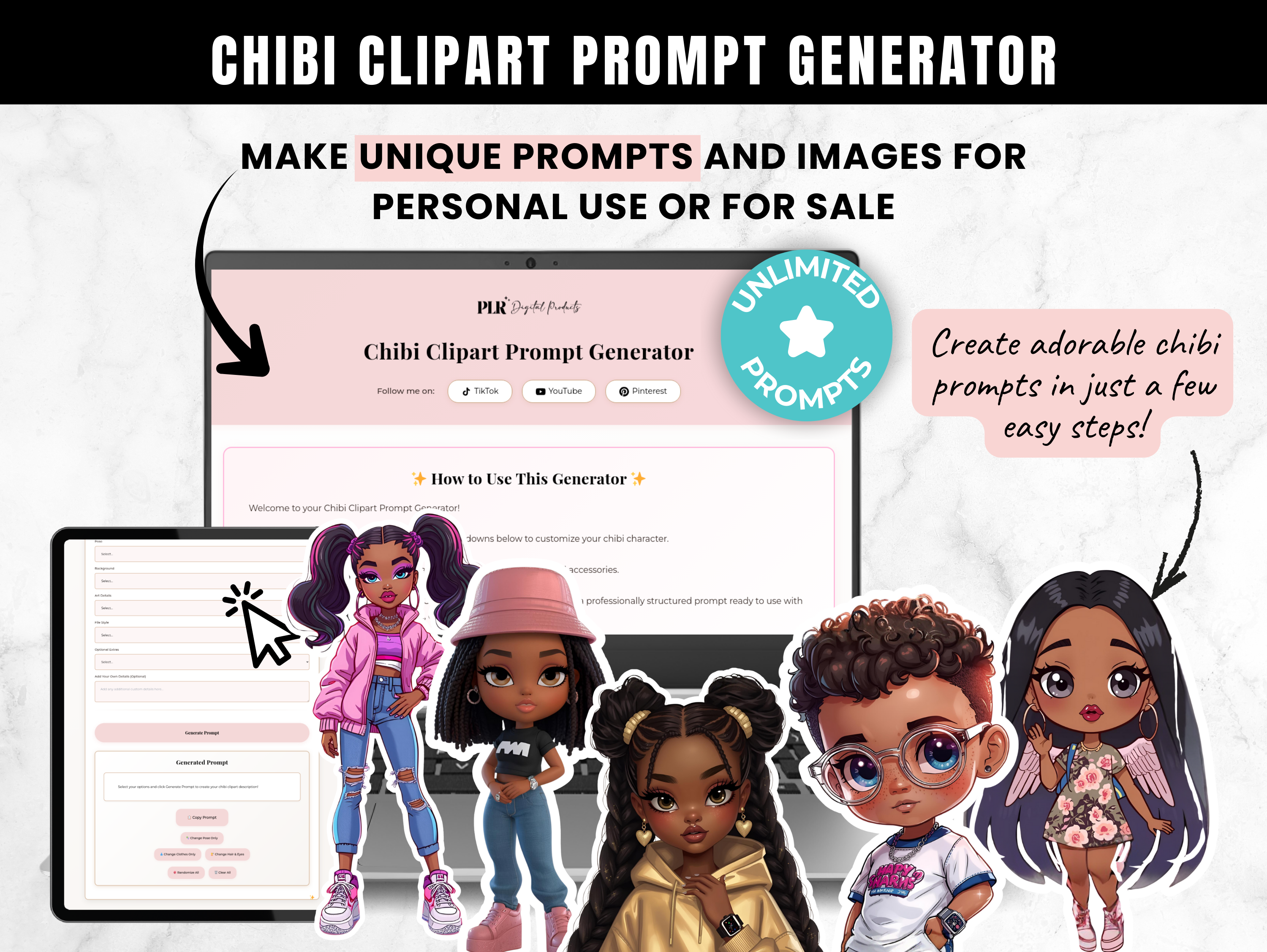 Chibi Clipart Prompt Generator – PLR Digital Planner