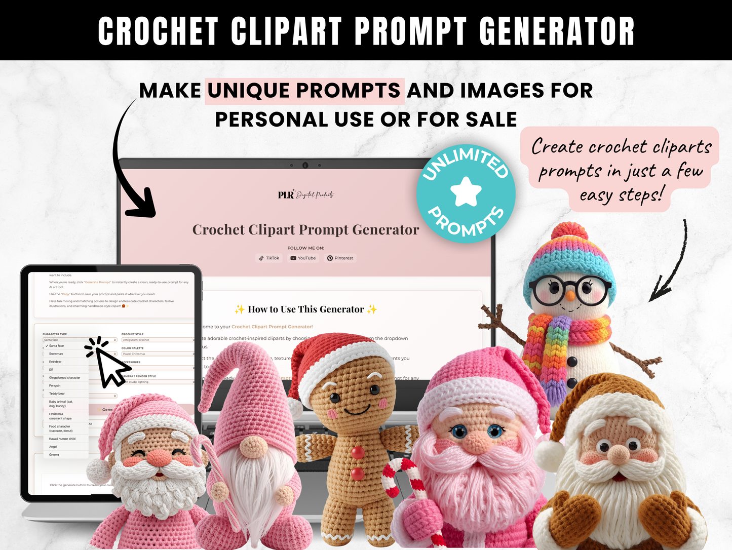 Crochet-Style Christmas Clipart Prompt Generator