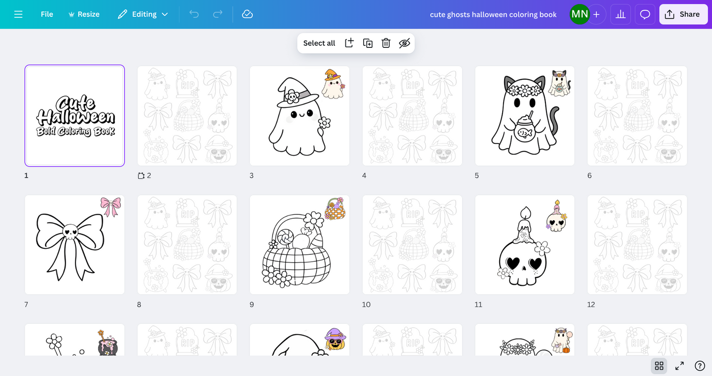 Cute ghosts halloween coloring book Amazon KDP