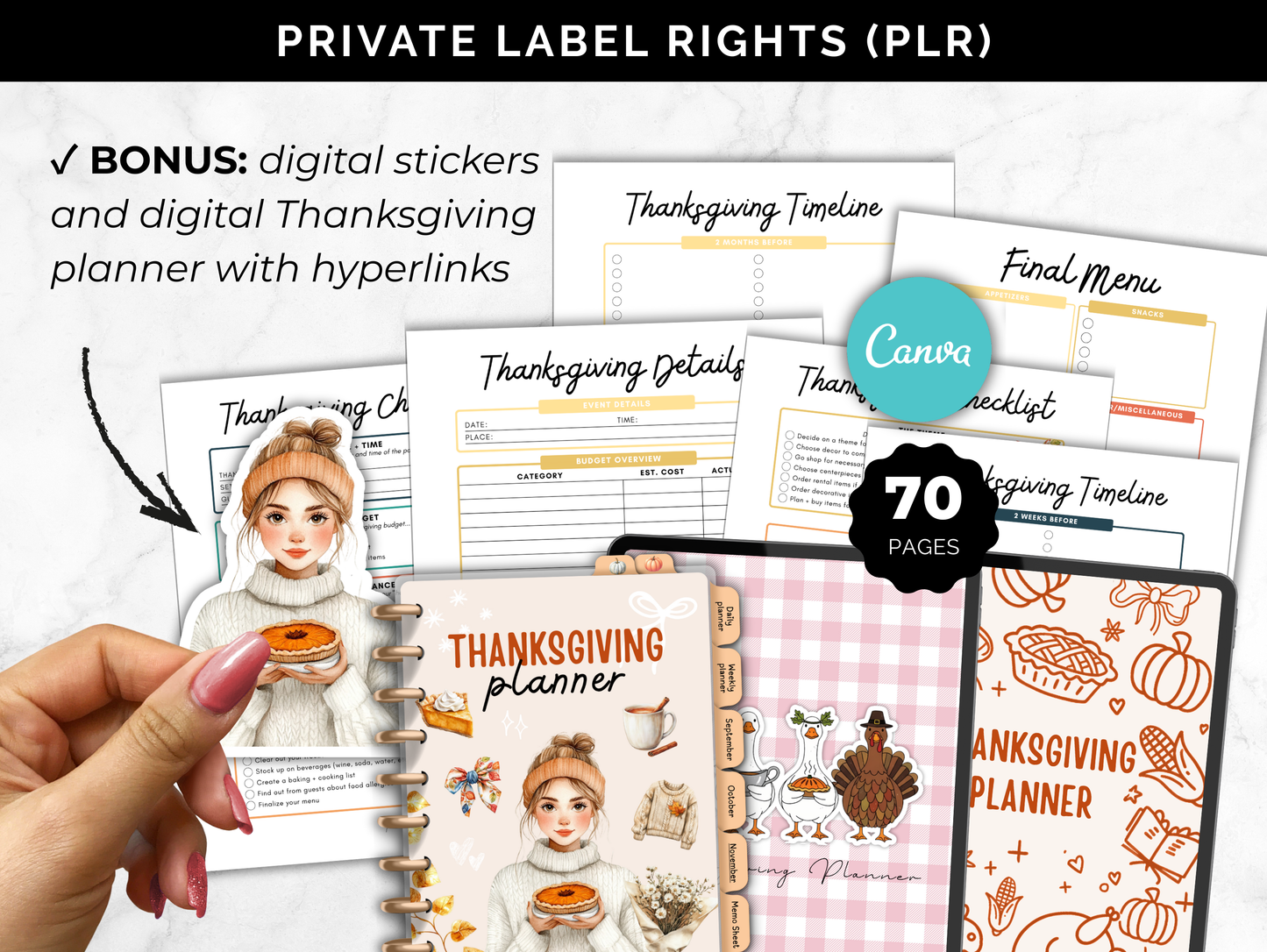 PLR Thanksgiving planner