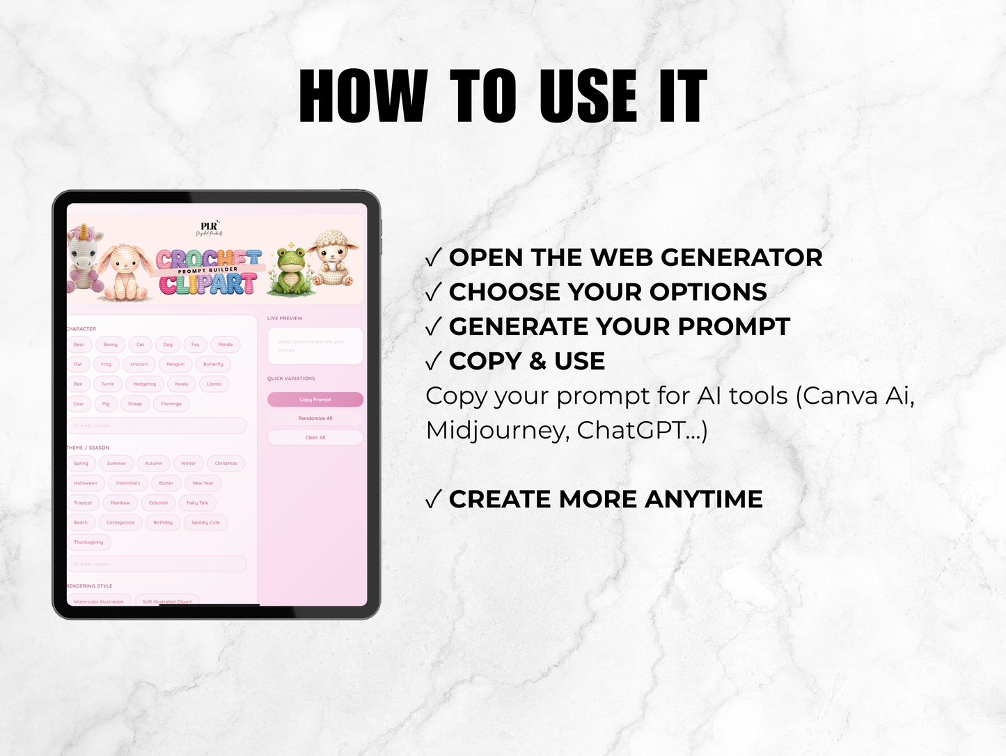 Crochet Clipart Prompt Builder