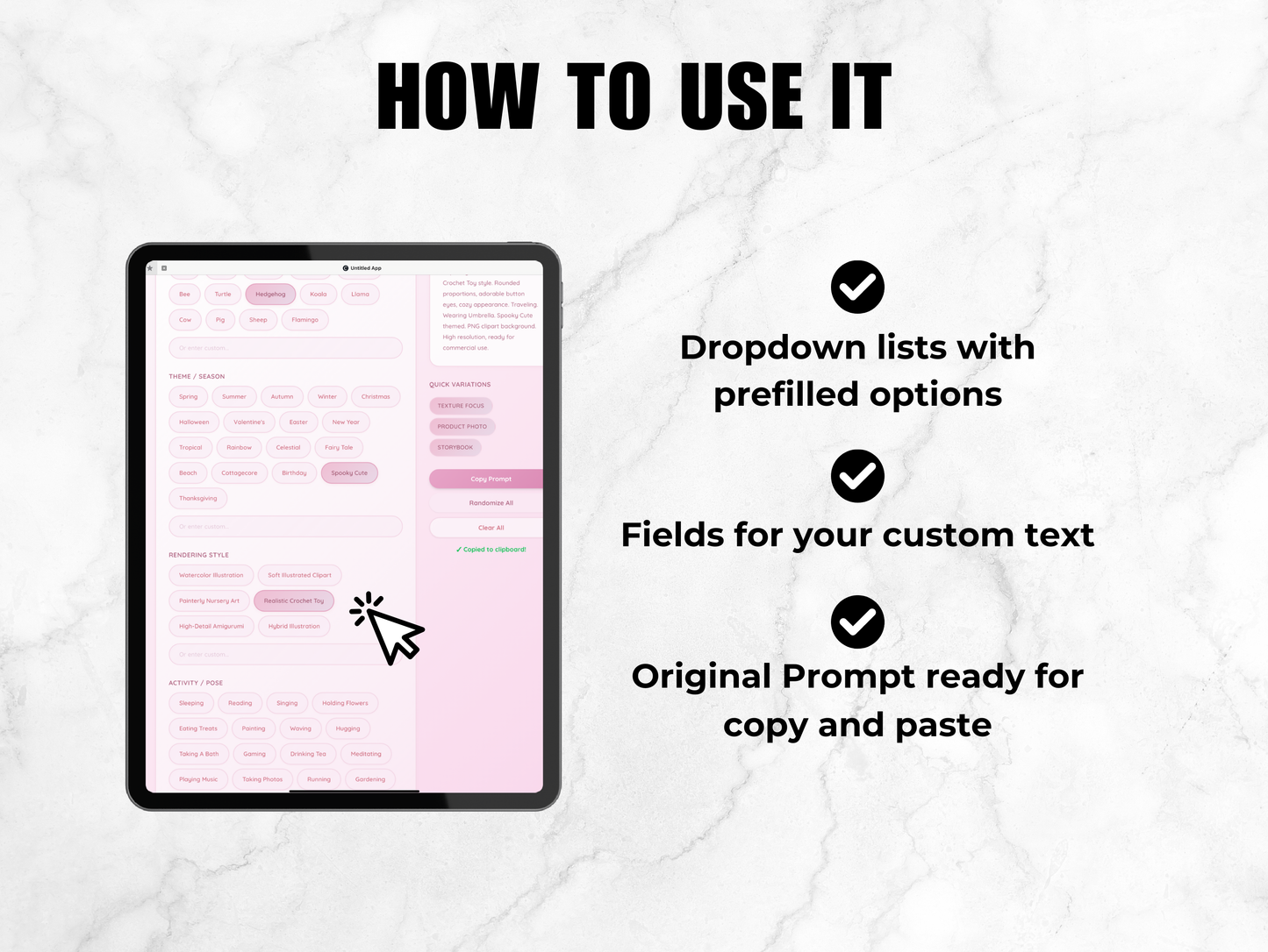 Crochet Clipart Prompt Builder