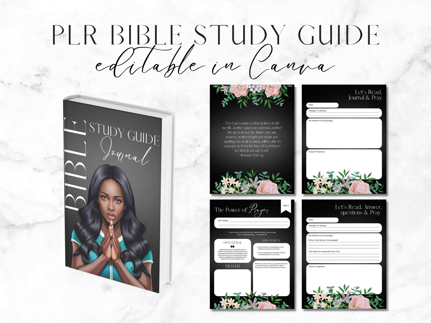 PLR Bible Study Guide Canva Journal Template for Women