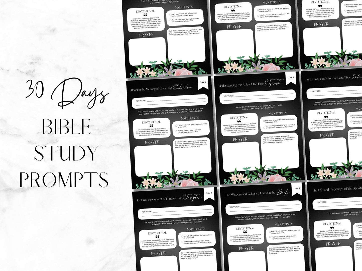 PLR Bible Study Guide Canva Journal Template for Women